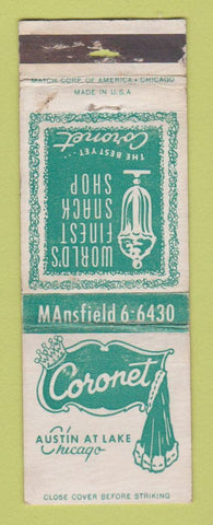 Matchbook Cover - Coronet Snack Shop Chicago IL POOR STRIKER WEAR