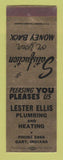 Matchbook Cover - Lester Ellis Plumbing Gary IN SAMPLE
