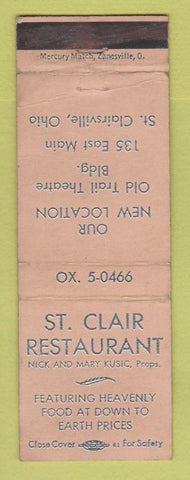 Matchbook Cover - St Clair Restaurant St Clairsville OH WEAR