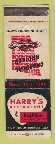 Matchbook Cover - Harry's Restaurant Omaha NE WORN