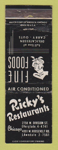 Matchbook Cover - Ricky's Restaurant Chicago IL WEAR