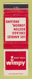 Matchbook Cover - Wimpy Restaurant Los Angeles Chicago Boston London