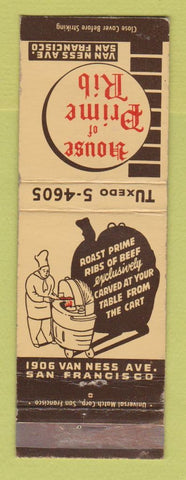 Matchbook Cover - House of Prime Rib San Francisco CA WEAR