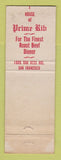 Matchbook Cover - House of Prime Rib San Francisco CA WEAR
