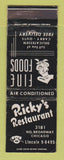 Matchbook Cover - Ricky's Restaurant Chicago IL WEAR