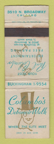 Matchbook Cover - Columbo's Debonair Walk Chicago IL WORN