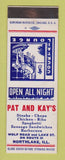 Matchbook Cover - Pat and Kay's Northlake IL restaurant SAMPLE WEAR