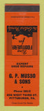 Matchbook Cover - GP Musso Sons Shoes Pittsburgh PA SAMPLE WORN BACK