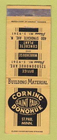 Matchbook Cover - Corning Donohue St Paul MN WEAR concrete