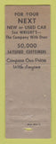 Matchbook Cover - JJ Wright Ford Chicago IL WORN