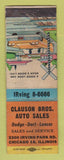 Matchbook Cover - Clauson Bros Dodge Dart Lancer Chicago IL WORN