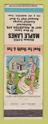 Matchbook Cover - Maple Lanes Bowling Chicago IL hillbilly WEAR