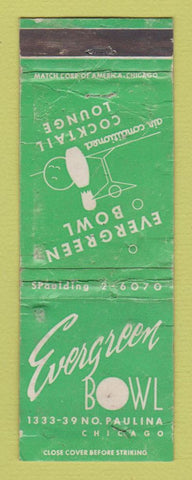 Matchbook Cover - Evergreen Bowling Chicago IL POOR