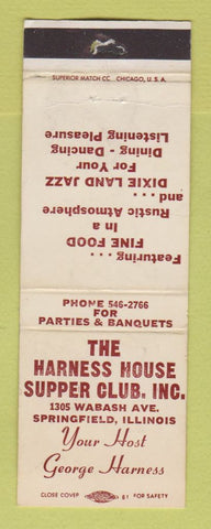 Matchbook Cover - Harness House Supper Club Springfield IL WORN