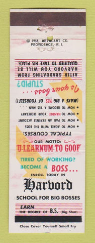 Matchbook Cover - Harbord School Harvard college Joke Gag WEAR