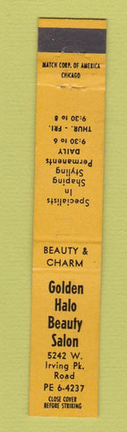 Matchbook Cover - Golden Halo Beauty Salon Chicago IL 10 Strike