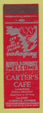 Matchbook Cover - Carter's Cafe Clarksville TN SAMPLE WORN BACK