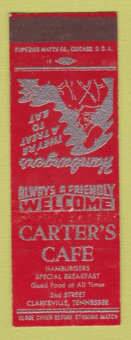 Matchbook Cover - Carter's Cafe Clarksville TN SAMPLE WORN BACK