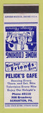 Matchbook Cover - Pelick's Cafe Scranton PA SAMPLE WORN BACK