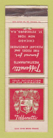 Matchbook Cover - Toffenetti Restaurants Chicago New York City