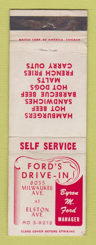 Matchbook Cover - Ford's Drive In Chicago IL hamburgers WEAR