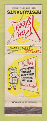 Matchbook Cover - Pan Dee's Restaurants Park Ridge IL Wauwatosa WI WEAR