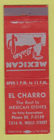 Matchbook Cover - El Charro Mexican Restaurant Chicago IL