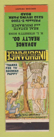 Matchbook Cover - Advance Real Estate Chicago IL HL Sterett hillbilly