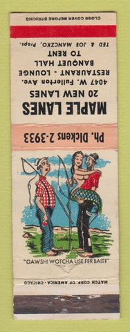 Matchbook Cover - Maple Lanes Bowling Chicago IL hillbilly WEAR