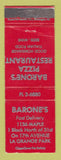 Matchbook Cover - Barone's Pizza Restaurant La Grange Park IL WEAR
