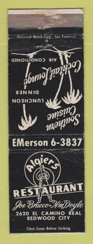 Matchbook Cover - Algiers Restaurant Redwood City CA WEAR