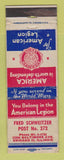 Matchbook Cover - American Legion Fred Schweitzer Post Chicago IL WEAR