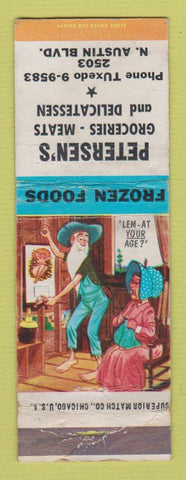 Matchbook Cover - Petersen's Grocery Deli Chicago? Hillbilly POOR STRIKER