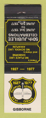 Matchbook Cover - Awapuni School Jubilee Bisborne New Zealand 1977