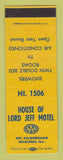Matchbook Cover - House of Lord Jeff Motel Madison IL SAMPLE WORN BACK