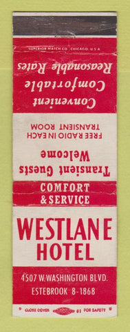 Matchbook Cover - Westlane Hotel Chicago?