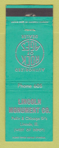 Matchbook Cover - Lincoln Monument Lincoln IL grave markers