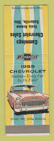 Matchbook Cover - 1955 Chevrolet Cummings Cedarville OH CREASES