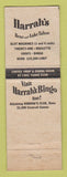 Matchbook Cover - Harrah's Club Casino Reno Lake Tahoe NV WEAR