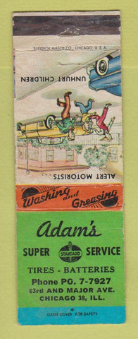 Matchbook Cover - Adam's Standard oil gas Chicago IL WORN
