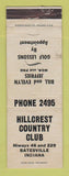 Matchbook Cover - Hillcrest Country Club Batesville IN WEAR
