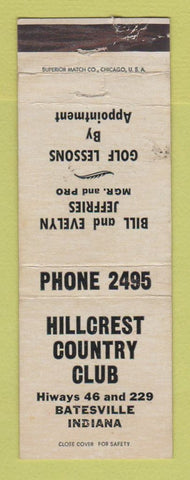 Matchbook Cover - Hillcrest Country Club Batesville IN WEAR