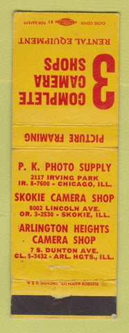 Matchbook Cover - PK Photo Supply Chicago IL Skokie Arlington Heights WORN