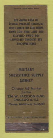 Matchbook Cover - Military Subsistence Supply Chicago IL