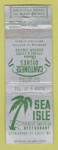 Matchbook Cover - Sea Isle Restaurant St Louis MO Chinese WORN