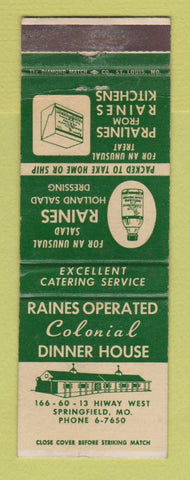 Matchbook Cover - Colonial Dinner House Restaurant Springfield MO