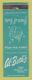 Matchbook Cover - Al Bath's Restaurant Chicago IL WORN