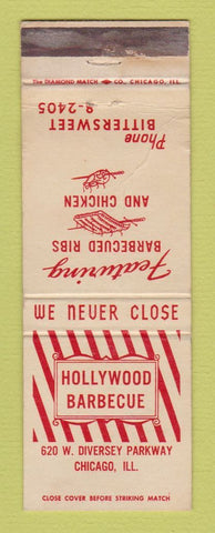 Matchbook Cover - Hollywood BBQ Restaurant Chicago IL WEAR
