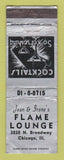 Matchbook Cover - Flame Lounge Chicago IL bar  WORN