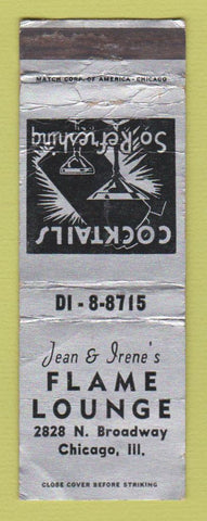 Matchbook Cover - Flame Lounge Chicago IL bar  WORN